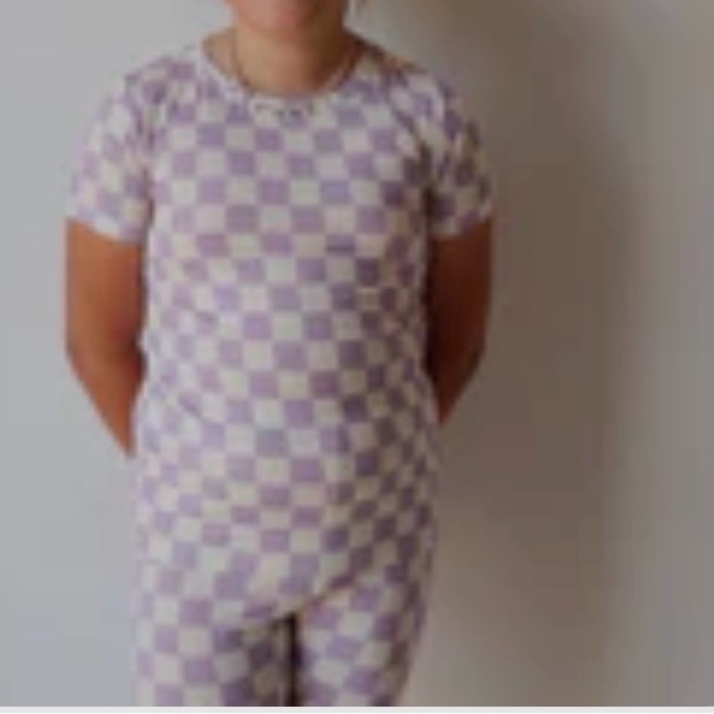 Kids Purple and White Checkered Pajama Set